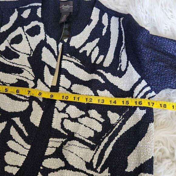 Chico's Travelers Long Cardigan Jacket sz 0 S/4 Crinkle Navy Blue Open Front NWT - Picture 9 of 13